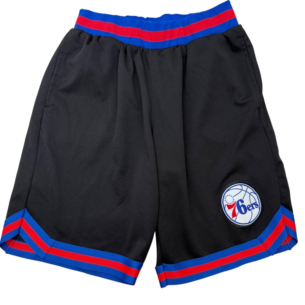 Philadelphia 76ers NBA Basketball Shorts‎ Black Blue Red Trim Men M Ultra Game